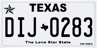 TX license plate DIJ0283