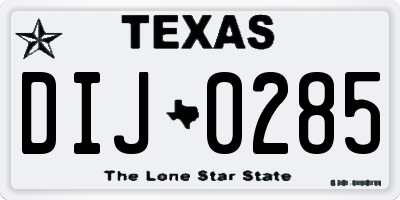 TX license plate DIJ0285