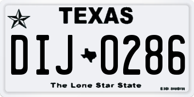 TX license plate DIJ0286