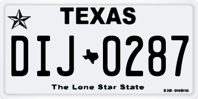 TX license plate DIJ0287