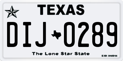 TX license plate DIJ0289