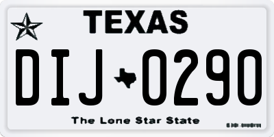 TX license plate DIJ0290