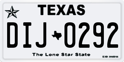 TX license plate DIJ0292