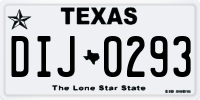 TX license plate DIJ0293