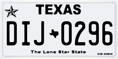 TX license plate DIJ0296