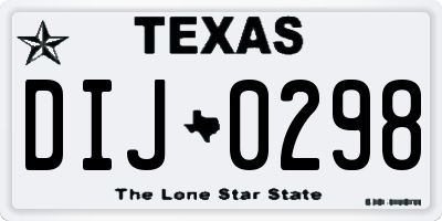 TX license plate DIJ0298