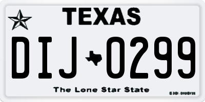 TX license plate DIJ0299
