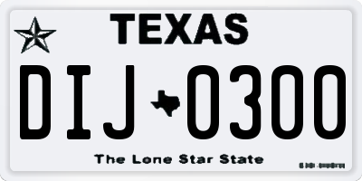 TX license plate DIJ0300