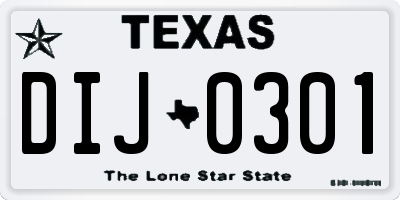 TX license plate DIJ0301