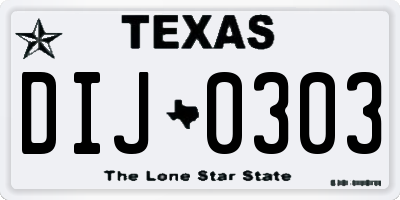 TX license plate DIJ0303