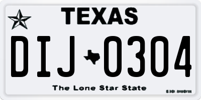 TX license plate DIJ0304