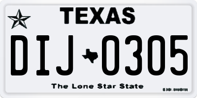 TX license plate DIJ0305