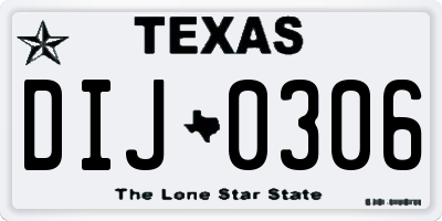 TX license plate DIJ0306