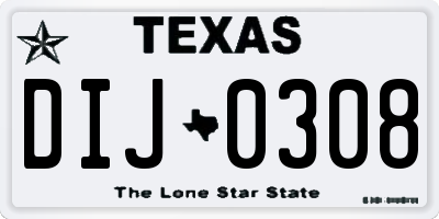 TX license plate DIJ0308
