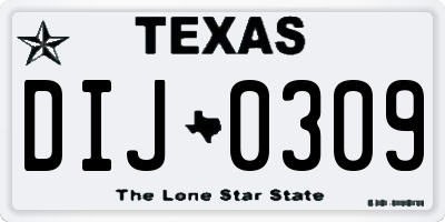 TX license plate DIJ0309