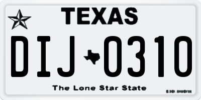 TX license plate DIJ0310