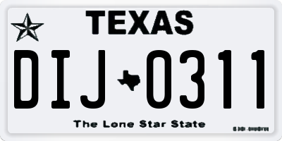 TX license plate DIJ0311