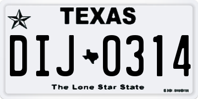 TX license plate DIJ0314