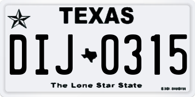 TX license plate DIJ0315