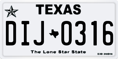 TX license plate DIJ0316