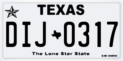 TX license plate DIJ0317