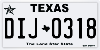 TX license plate DIJ0318