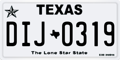 TX license plate DIJ0319