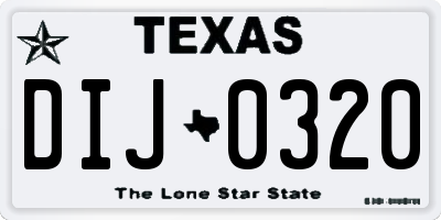 TX license plate DIJ0320