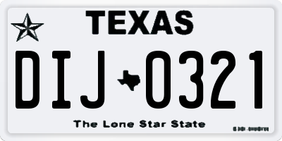 TX license plate DIJ0321