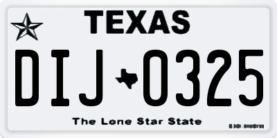 TX license plate DIJ0325