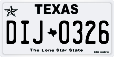 TX license plate DIJ0326