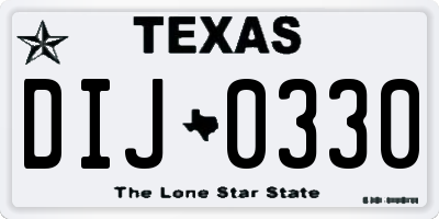 TX license plate DIJ0330