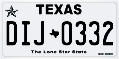 TX license plate DIJ0332