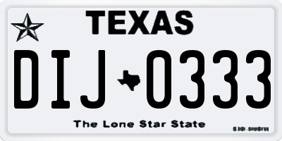 TX license plate DIJ0333