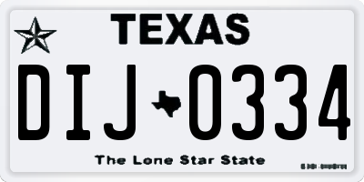 TX license plate DIJ0334