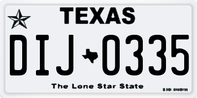 TX license plate DIJ0335