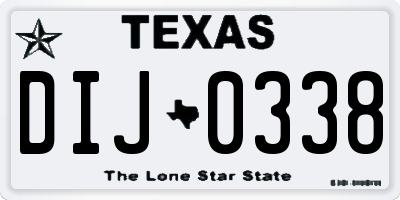 TX license plate DIJ0338
