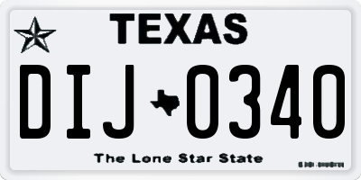TX license plate DIJ0340