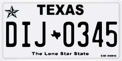 TX license plate DIJ0345
