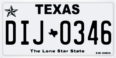 TX license plate DIJ0346