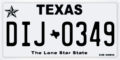 TX license plate DIJ0349