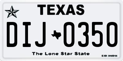 TX license plate DIJ0350