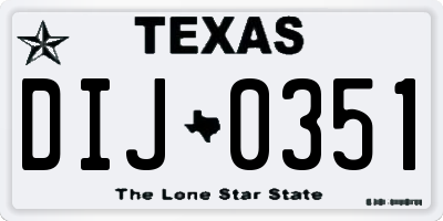 TX license plate DIJ0351