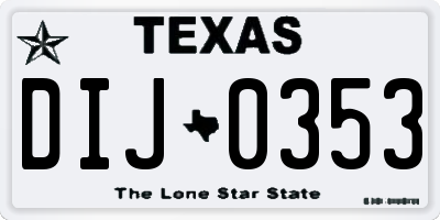 TX license plate DIJ0353