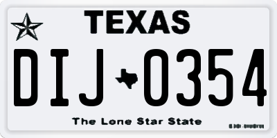 TX license plate DIJ0354