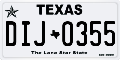 TX license plate DIJ0355