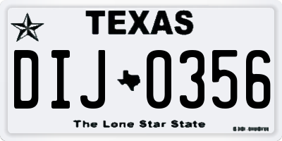 TX license plate DIJ0356
