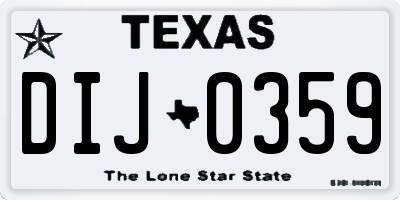 TX license plate DIJ0359