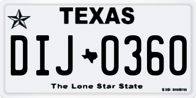 TX license plate DIJ0360