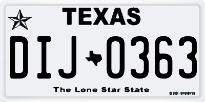 TX license plate DIJ0363